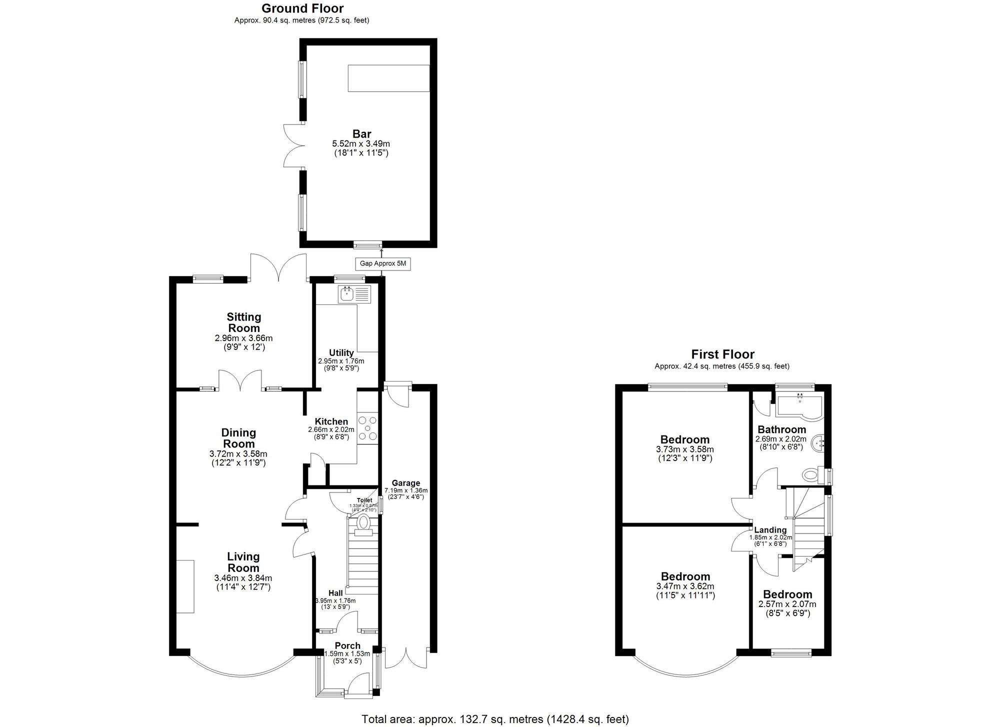 Floorplan of 3 bedroom Semi Detached House for sale, Chester Road, Castle Bromwich, West Midlands, B36