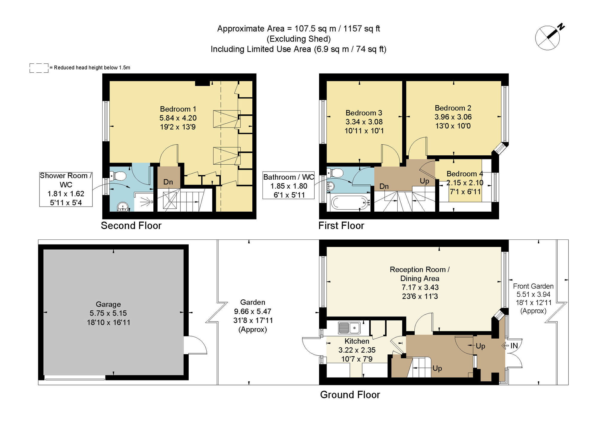 Floorplan of 4 bedroom Mid Terrace House for sale, Emerald Gardens, Essex, RM8