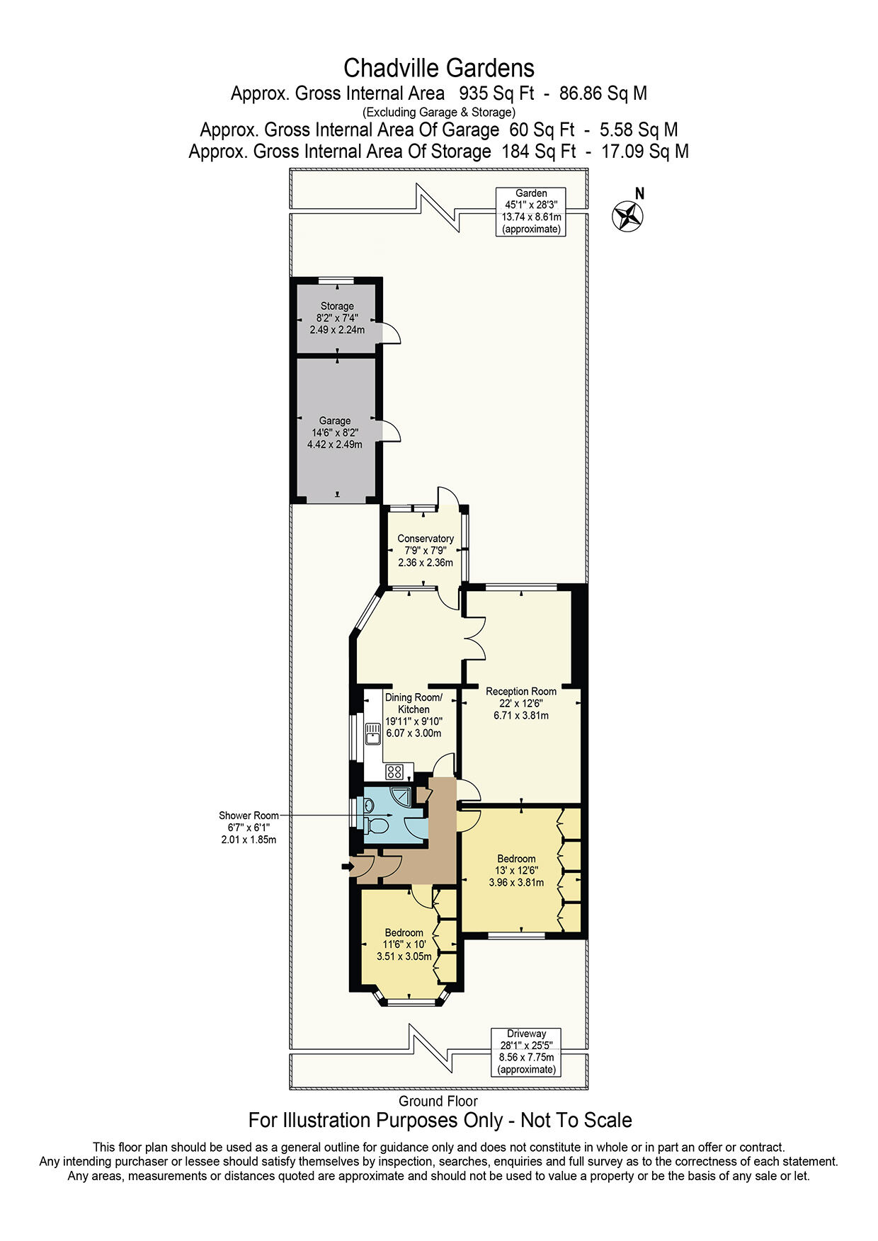 Floorplan of 2 bedroom Semi Detached Bungalow for sale, Chadville Gardens, Chadwell Heath, RM6