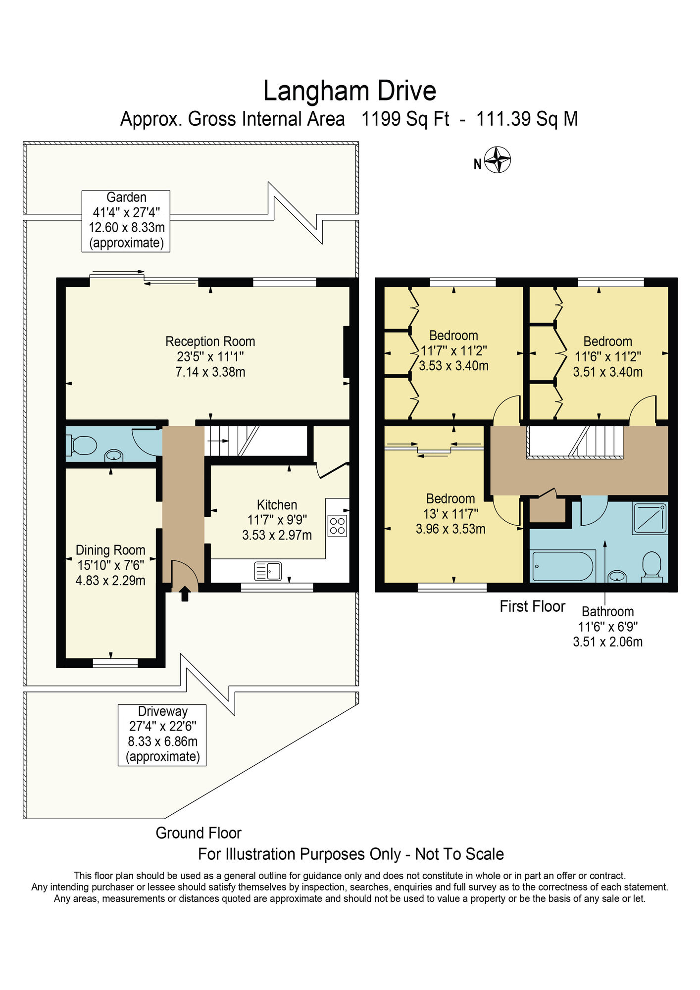 Floorplan of 3 bedroom Semi Detached House for sale, Langham Drive, Chadwell Heath, RM6