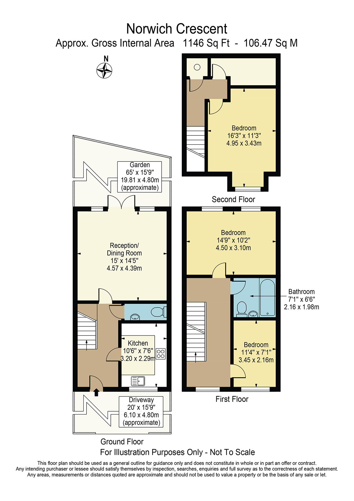 Floorplan of 3 bedroom Mid Terrace House for sale, Norwich Crescent, Chadwell Heath, Romford, RM6