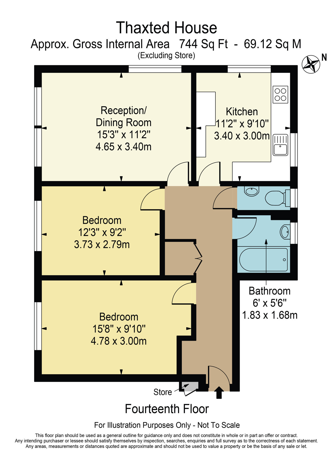 Floorplan of 2 bedroom  Flat for sale, Thaxted House, Siviter Way, Dagenham, RM10
