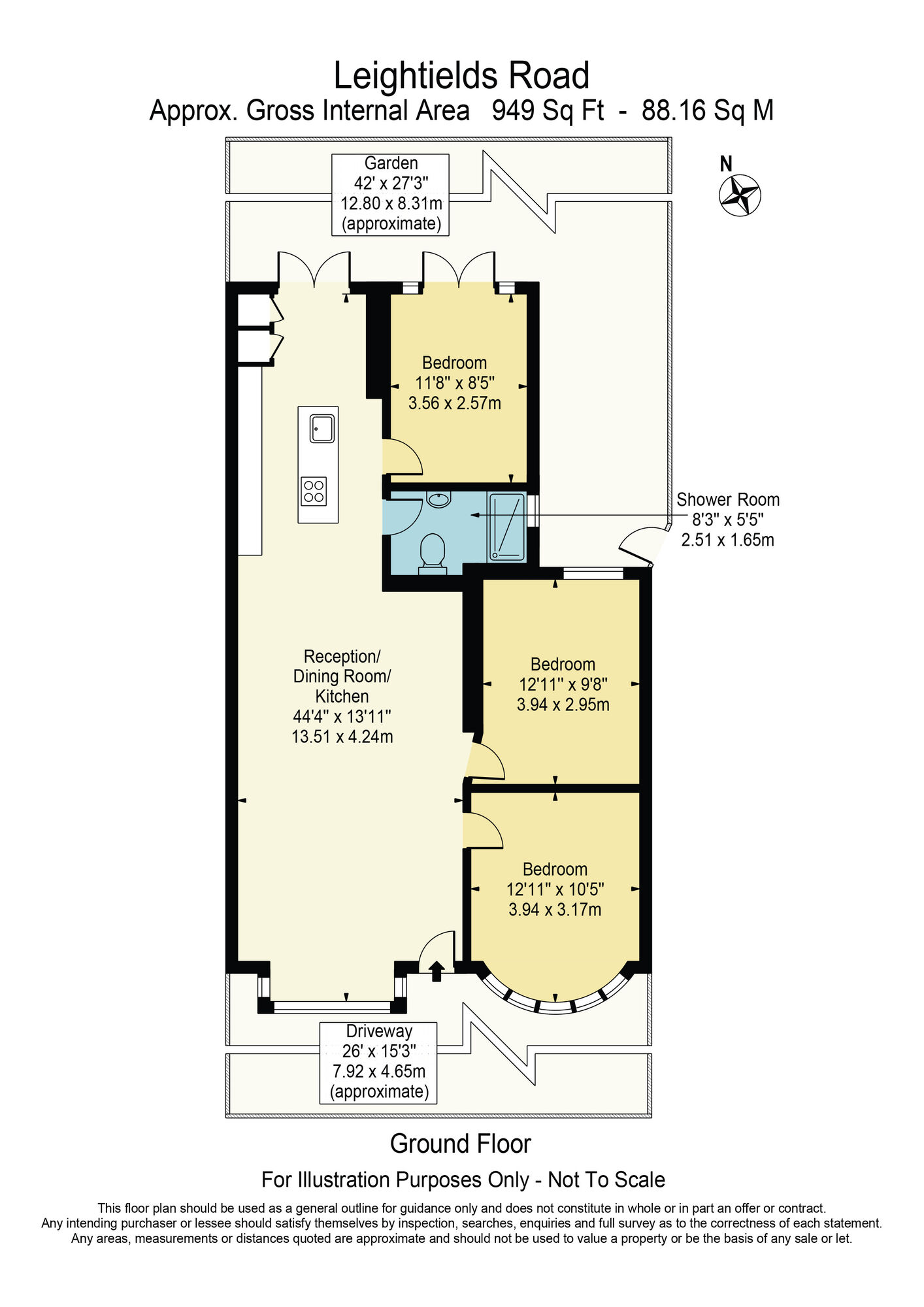 Floorplan of 3 bedroom Semi Detached Bungalow for sale, Leighfields Road, Leigh-on-Sea, Essex, SS9