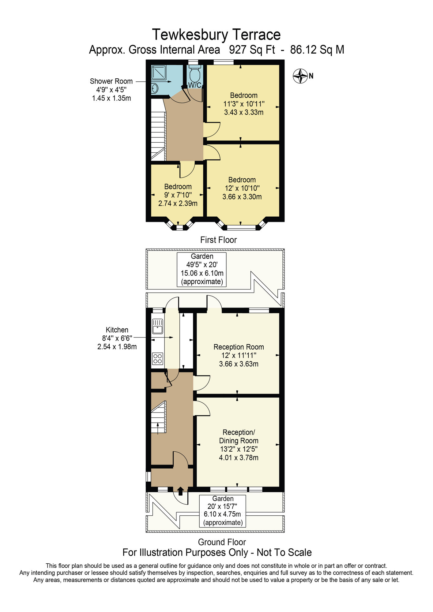 Floorplan of 3 bedroom End Terrace House for sale, Tewkesbury Terrace, London, N11