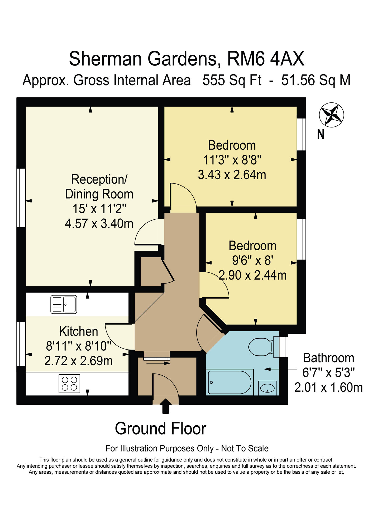 Floorplan of 2 bedroom Flat for sale, Sherman Gardens, Chadwell Heath, RM6