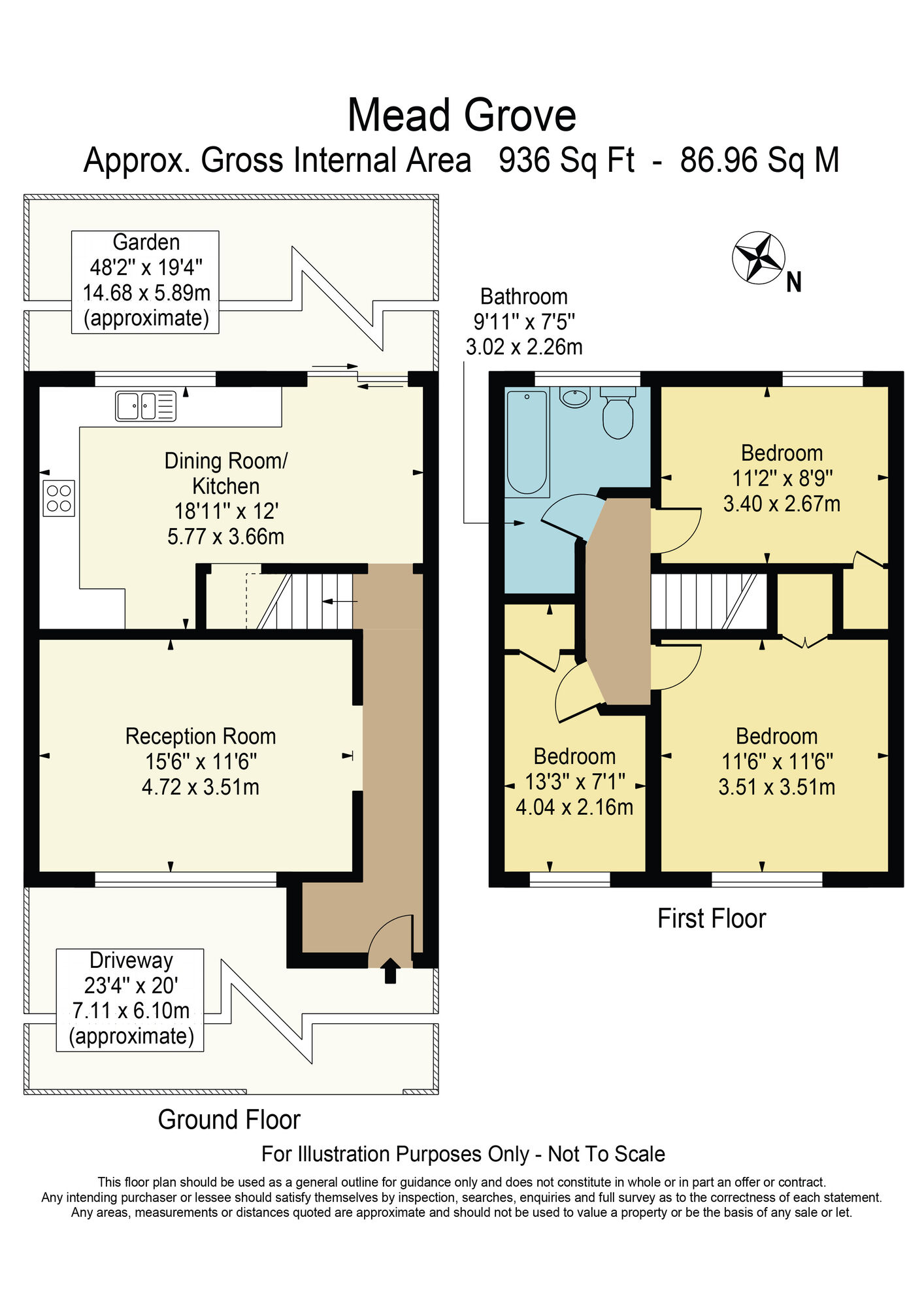 Floorplan of 3 bedroom Mid Terrace House for sale, Mead Grove, Chadwell Heath, RM6