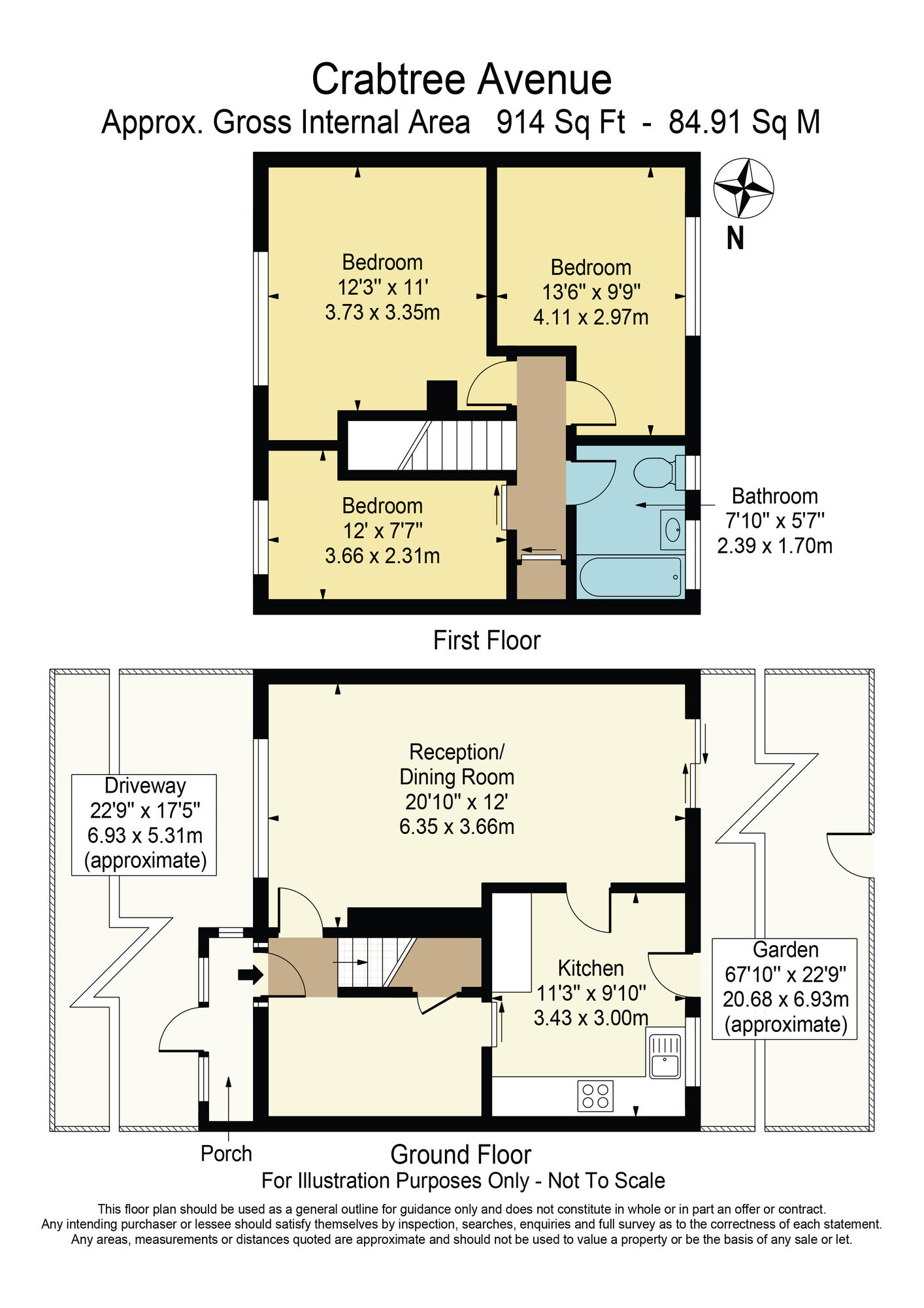 Floorplan of 3 bedroom Mid Terrace House for sale, Crabtree Avenue, Chadwell Heath, RM6