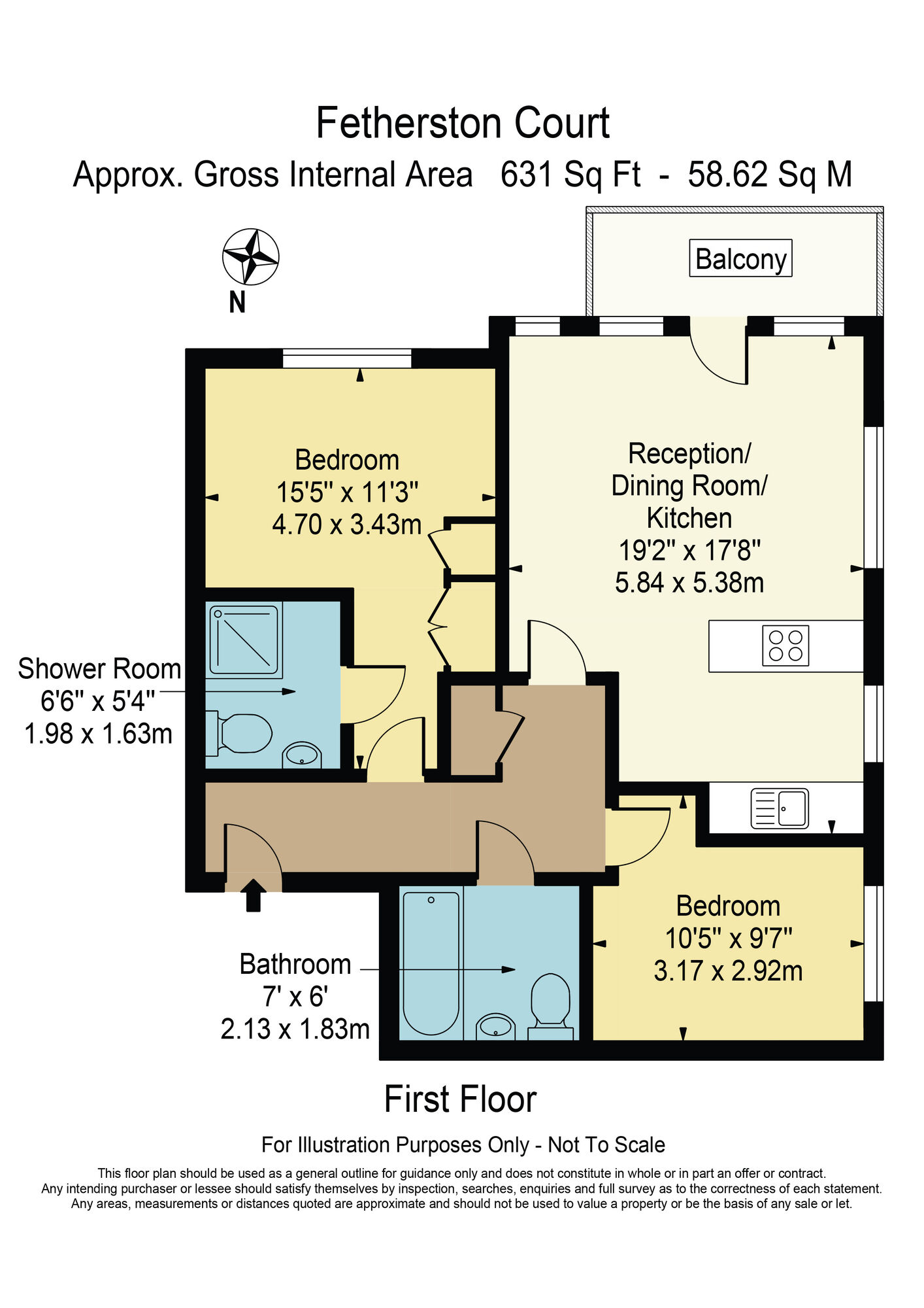 Floorplan of 2 bedroom  Flat for sale, Fetherston Court, High Road, Chadwell Heath, RM6
