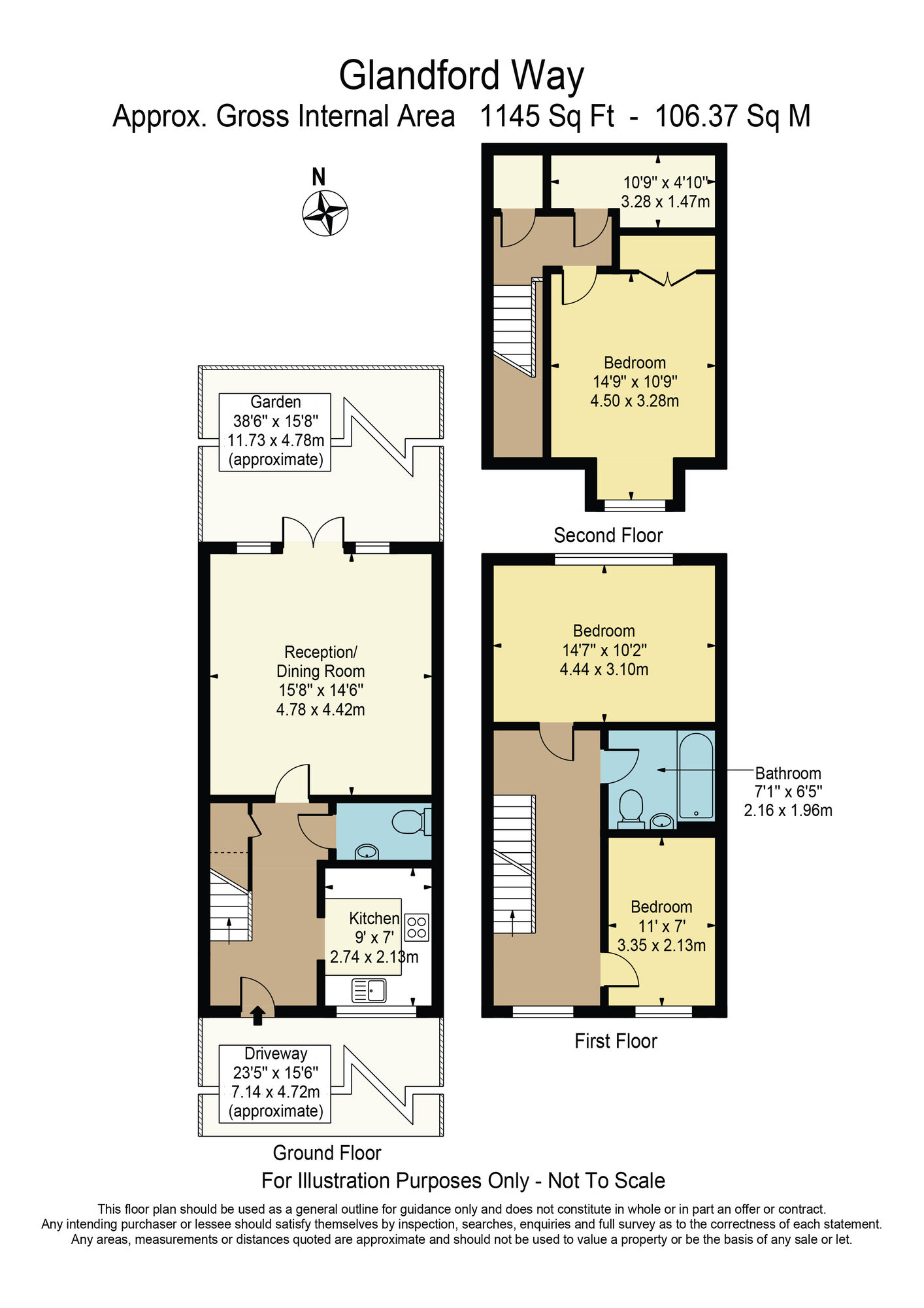 Floorplan of 3 bedroom Semi Detached House for sale, Glandford Way, Chadwell Heath, Romford, RM6