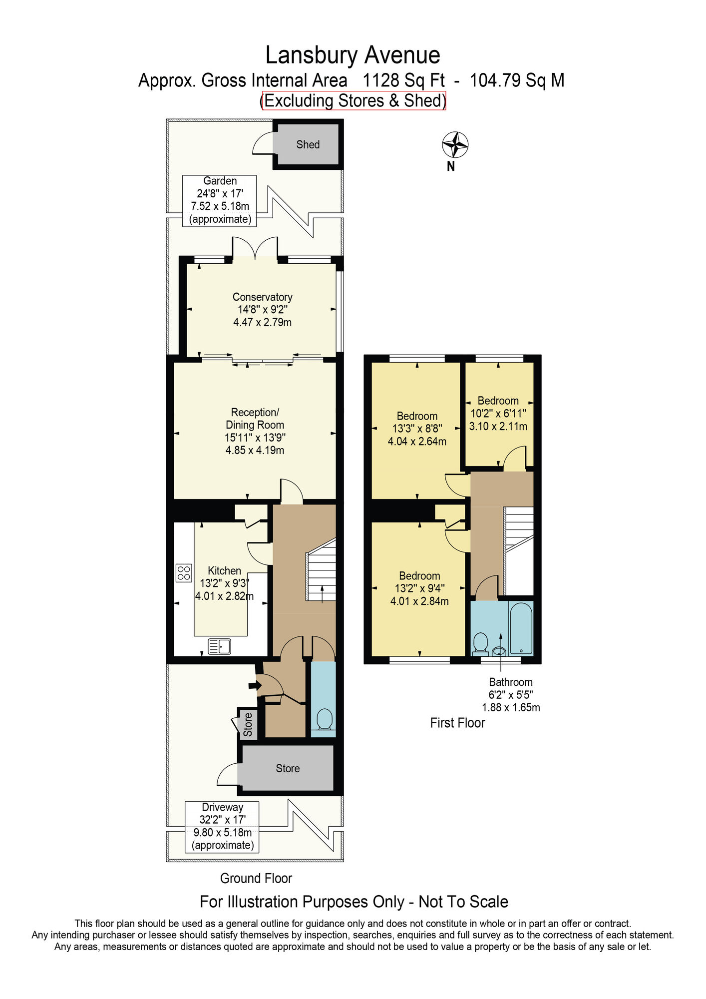 Floorplan of 3 bedroom Mid Terrace House for sale, Lansbury Avenue, Chadwell Heath, RM6