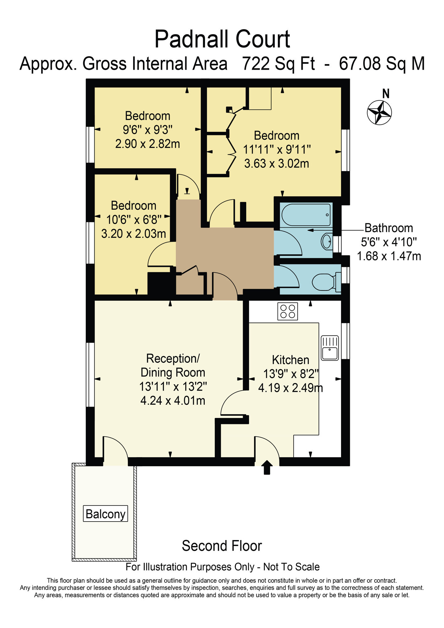 Floorplan of 3 bedroom  Flat for sale, Padnall Court, Chadwell Heath, RM6
