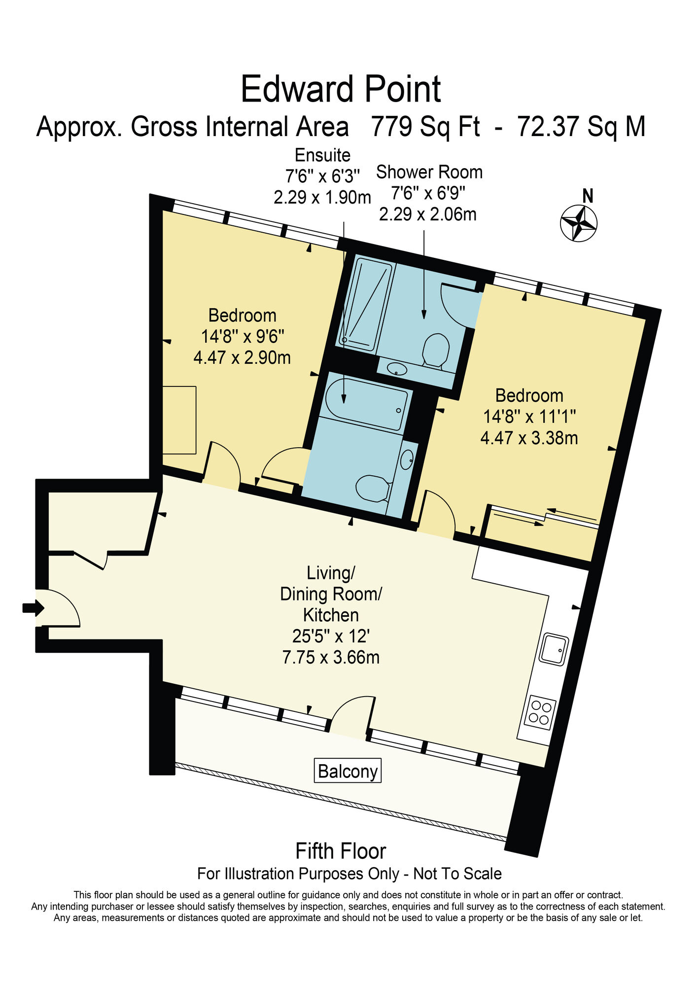 Floorplan of 2 bedroom  Flat for sale, Edward Point, 59 London Road, Barking, IG11