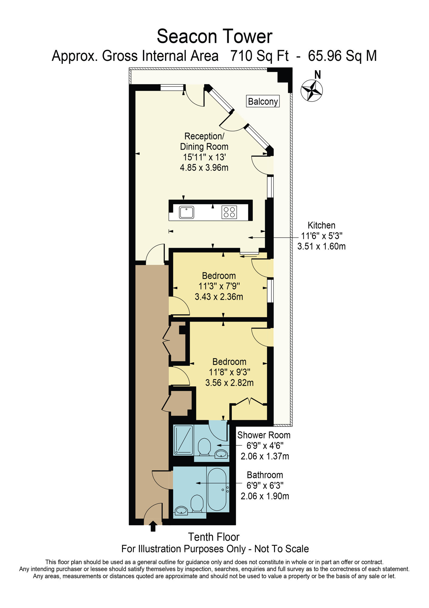 Floorplan of 2 bedroom Flat for sale, Seacon Tower, 5 Hutchings Street, London, E14