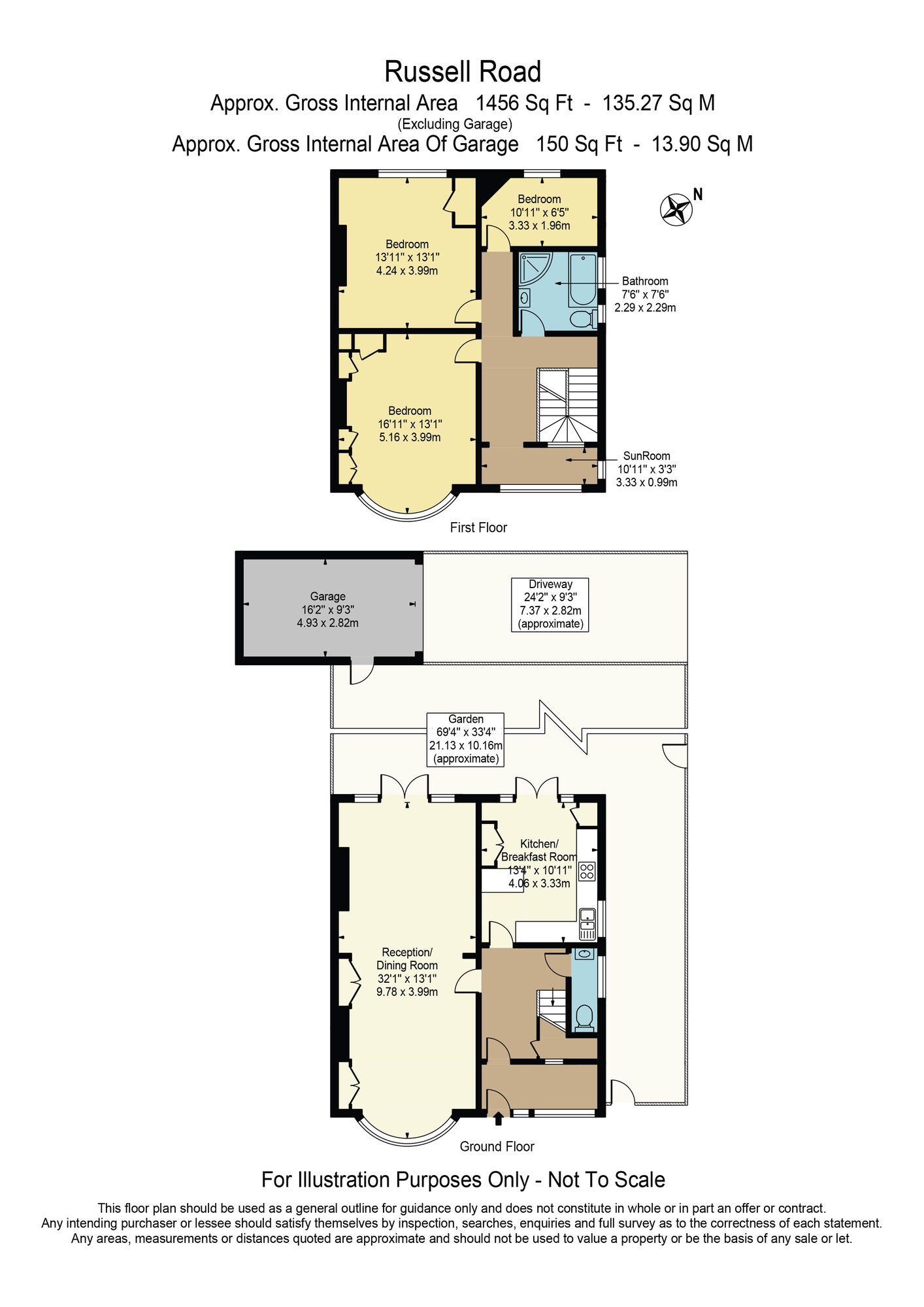 Floorplan of 3 bedroom Semi Detached House for sale, Russell Road, Buckhurst Hill, Essex, IG9
