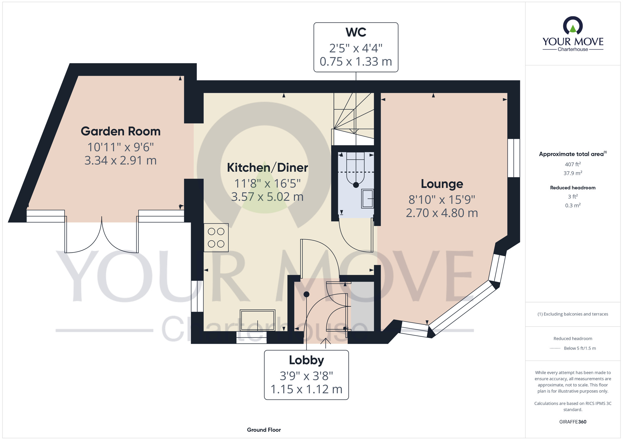 Floorplan of 2 bedroom End Terrace House for sale, Charlotte Square, Margate, Kent, CT9