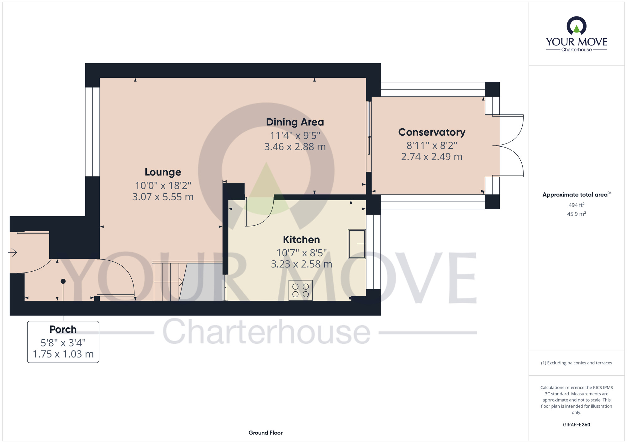 Floorplan of 3 bedroom Mid Terrace House for sale, Copperhurst Walk, Cliftonville, Kent, CT9