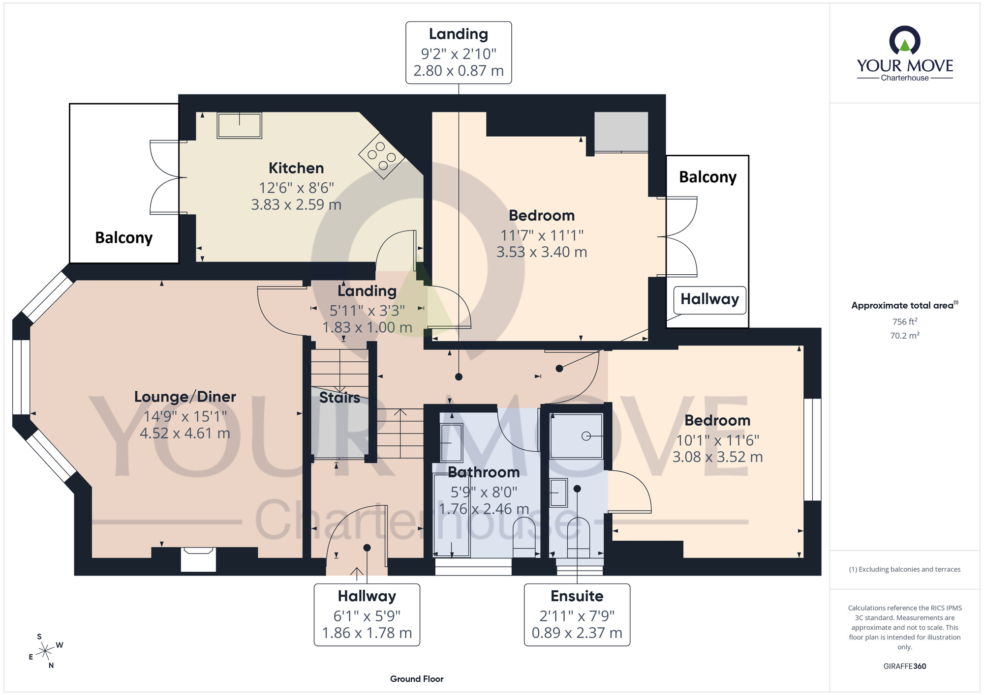 Floorplan of 4 bedroom Flat for sale, Cornwall Gardens, Cliftonville, Kent, CT9