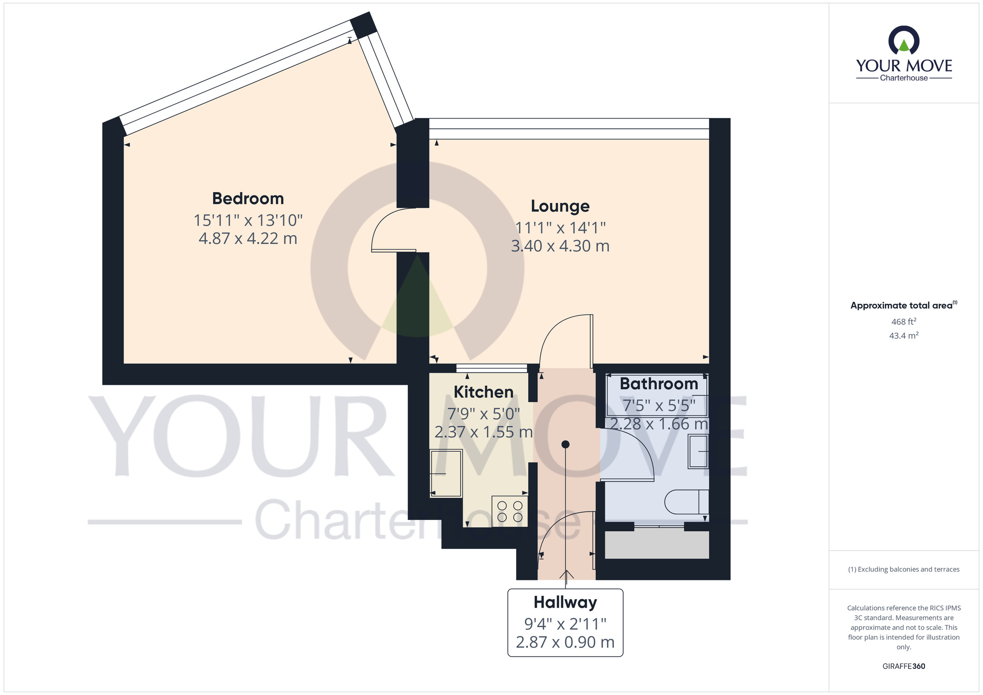 Floorplan of 1 bedroom  Flat for sale, Flat 7/A Arlington House All Saints, Margate, Kent, CT9