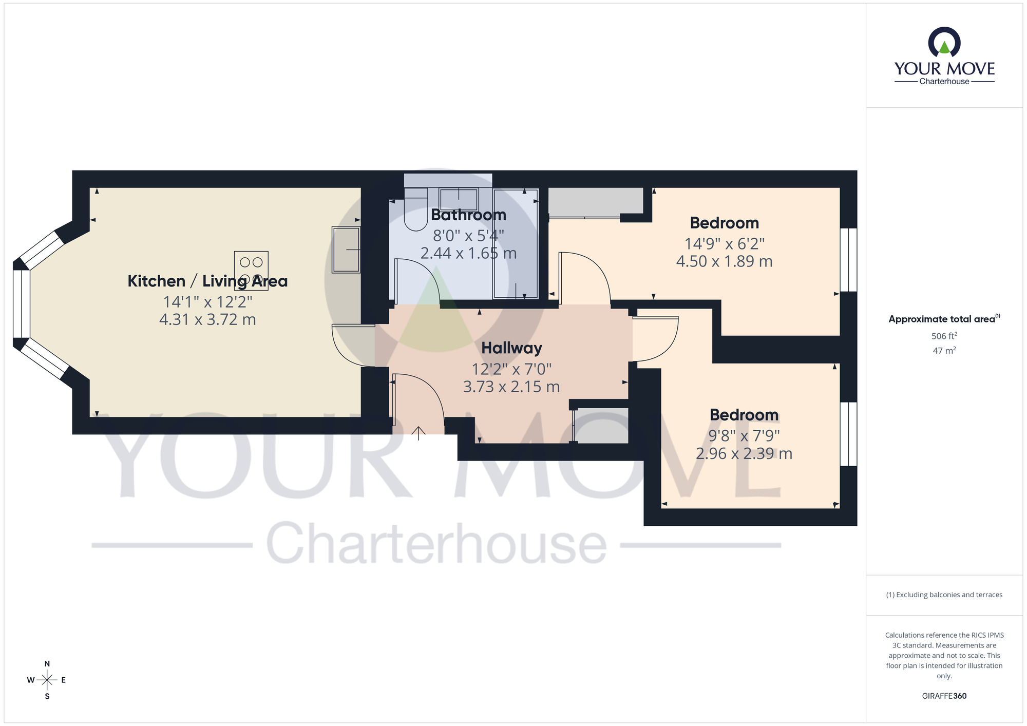 Floorplan of 2 bedroom Flat for sale, Westbrook Gardens, Margate, Kent, CT9