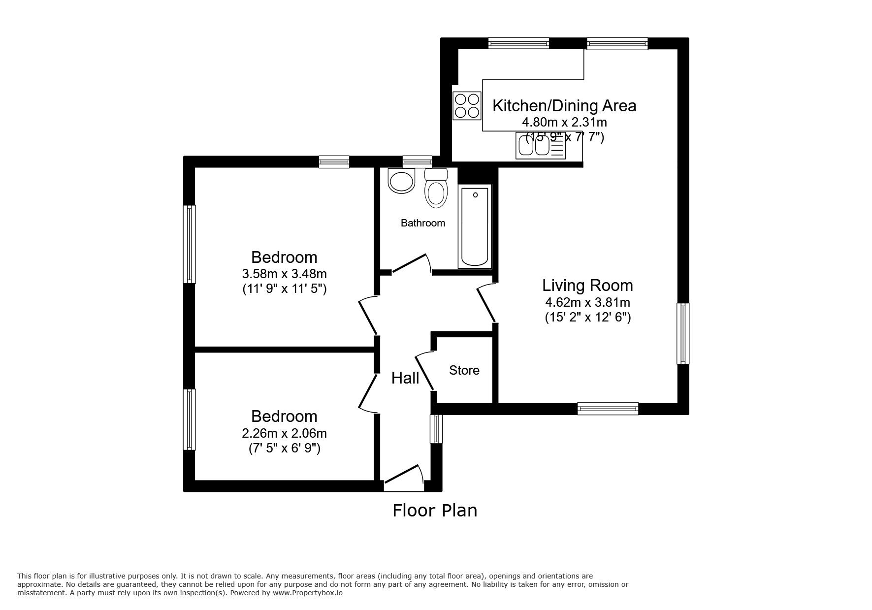 Floorplan of 2 bedroom Flat to rent, Roman Way, Margate, Kent, CT9