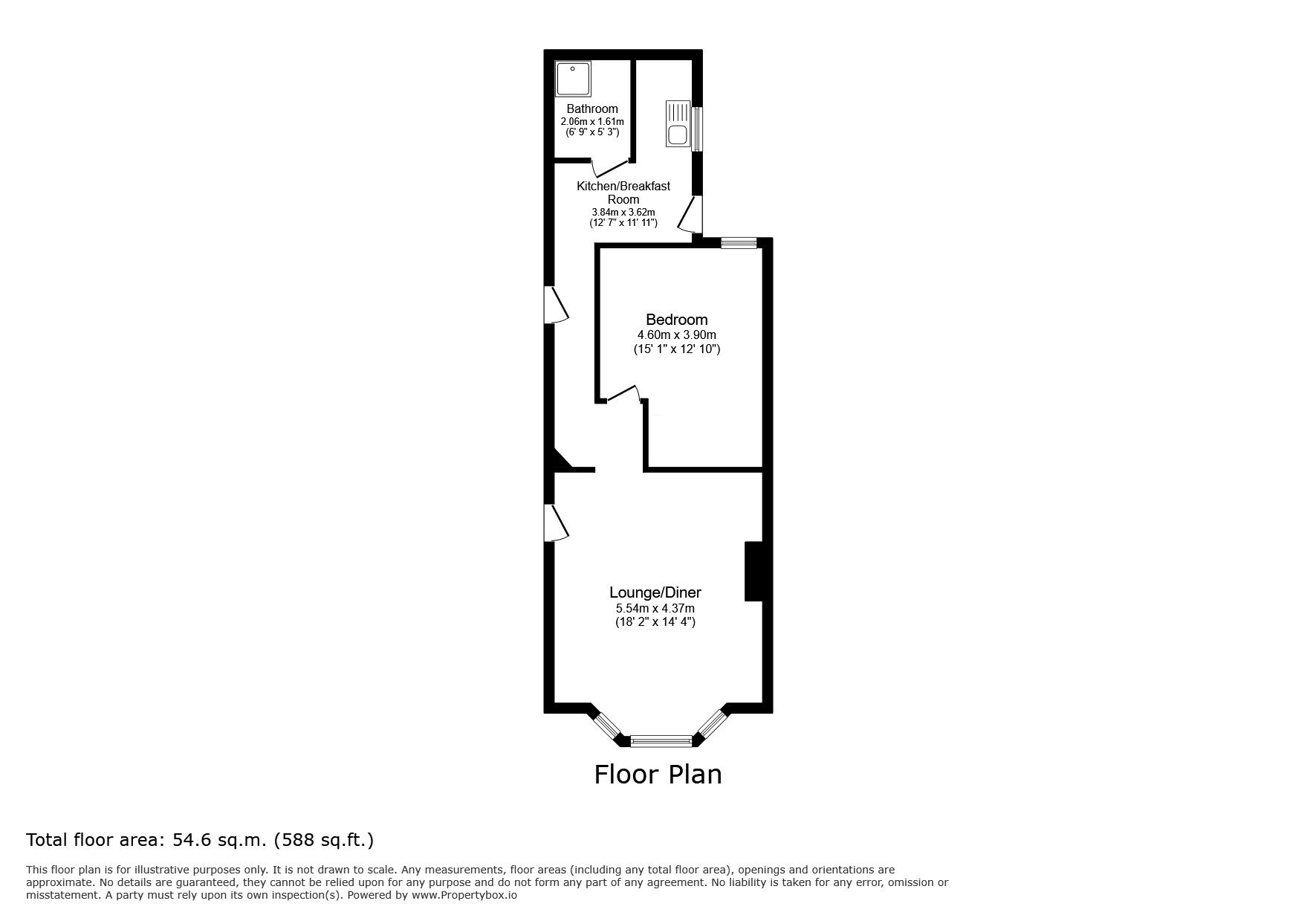 Floorplan of 1 bedroom Flat for sale, Harold Road, Cliftonville, Kent, CT9