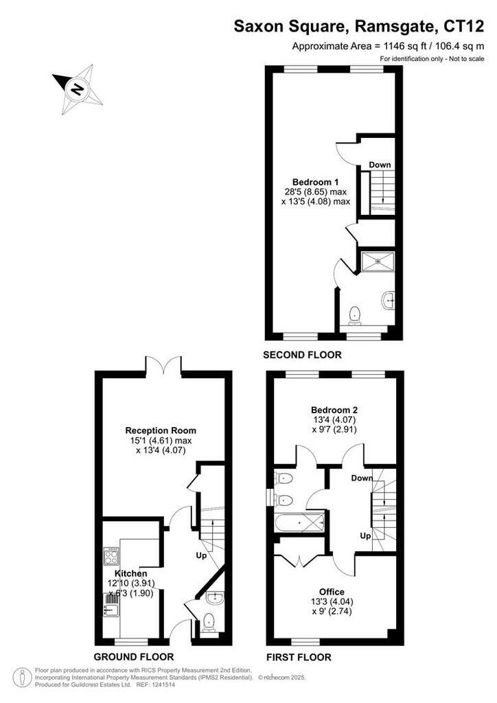 Floorplan of 3 bedroom Semi Detached House to rent, Saxon Square, Ramsgate, Kent, CT12