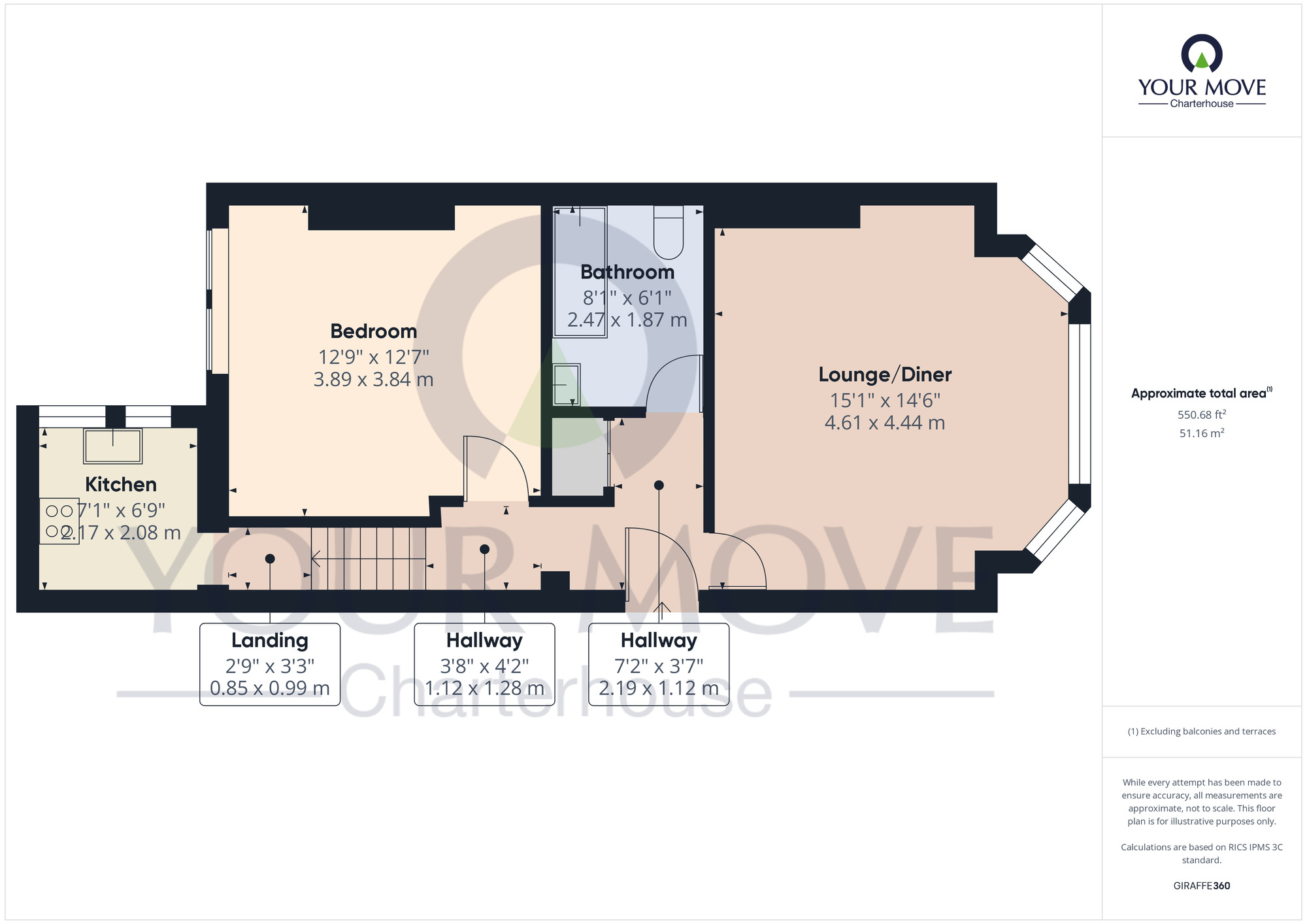 Floorplan of 1 bedroom Flat for sale, Majestic Court, 10-12 Lewis Crescent, Kent, CT9