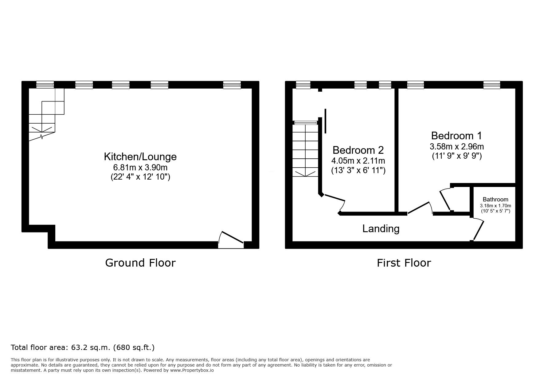 Floorplan of 2 bedroom Flat for sale, Herbert Place, Margate, Kent, CT9