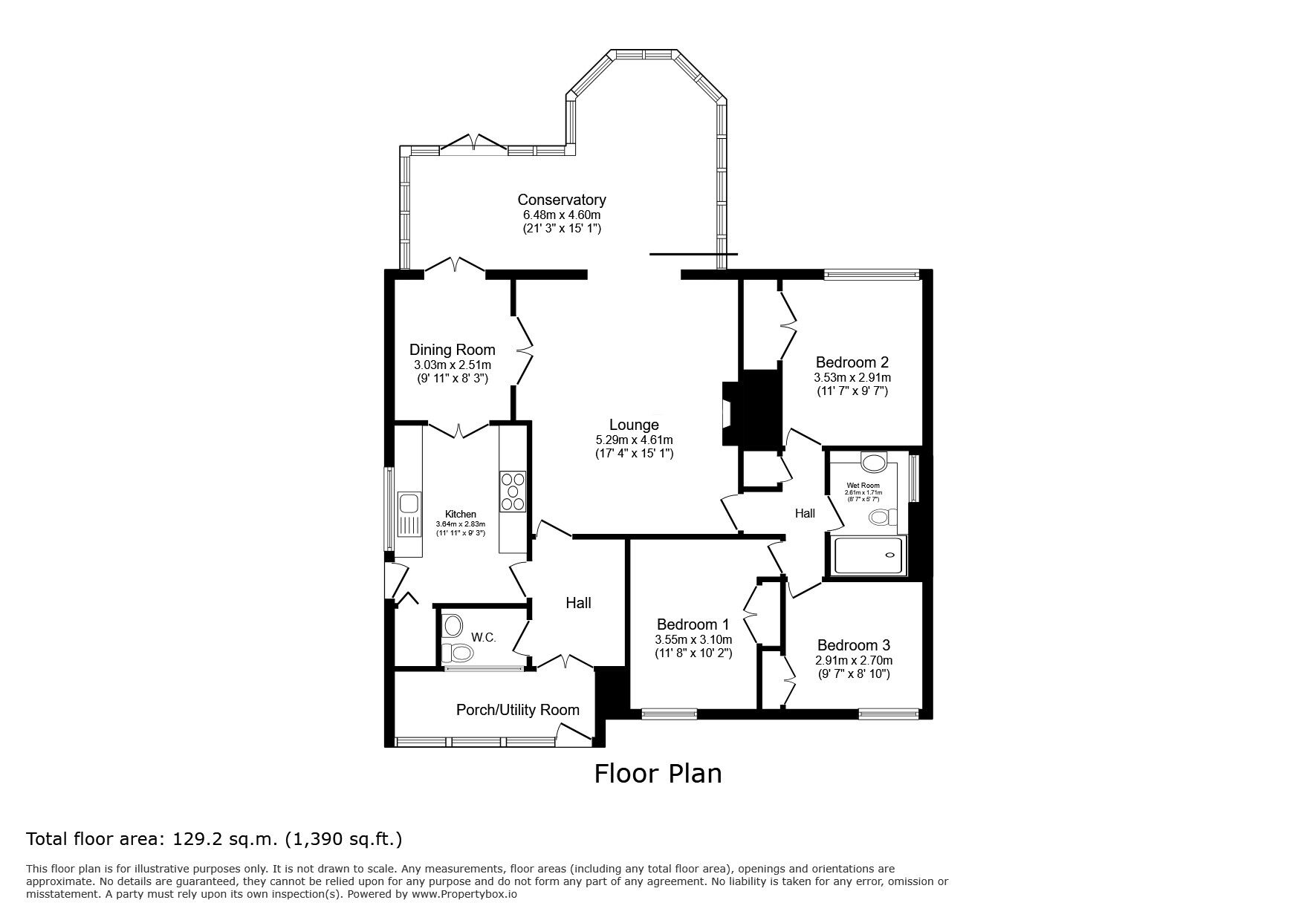 Floorplan of 3 bedroom Detached Bungalow for sale, Eastchurch Road, Cliftonville, Kent, CT9