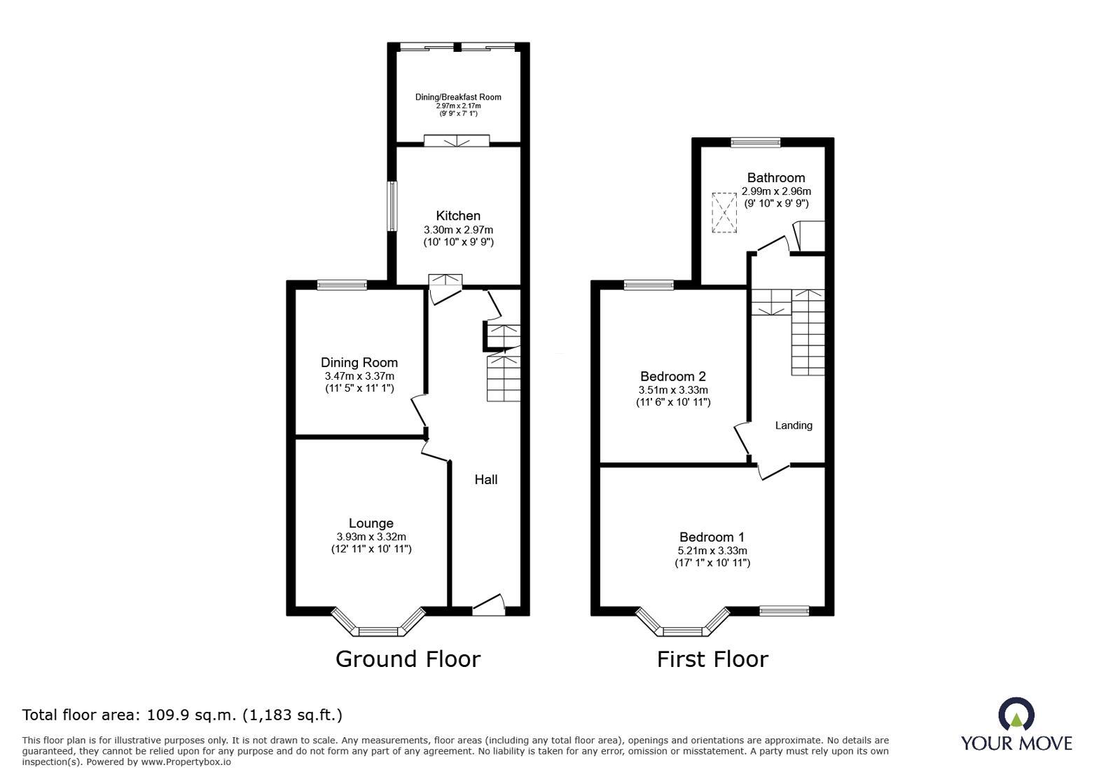 Floorplan of 2 bedroom Mid Terrace House for sale, Tivoli Road, Margate, Kent, CT9