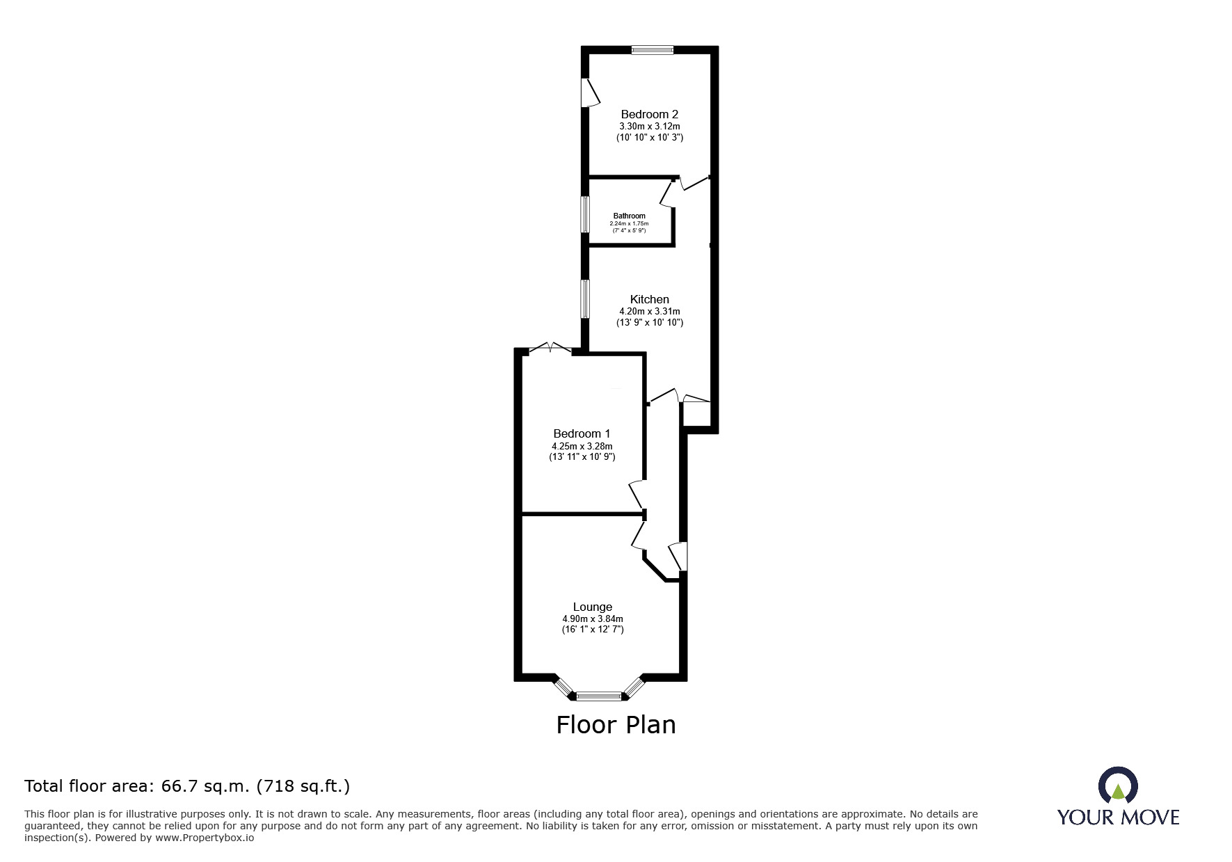 Floorplan of 2 bedroom Flat for sale, Victoria Avenue, Westgate-on-Sea, Kent, CT8