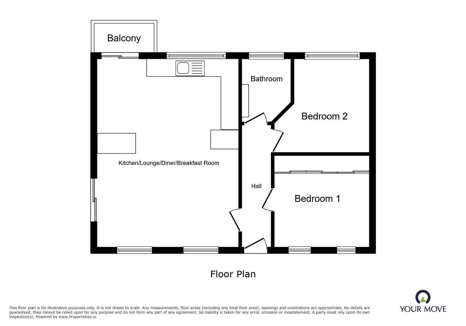 Floorplan of 2 bedroom Flat to rent, Cambridge Road, Walmer, Kent, CT14