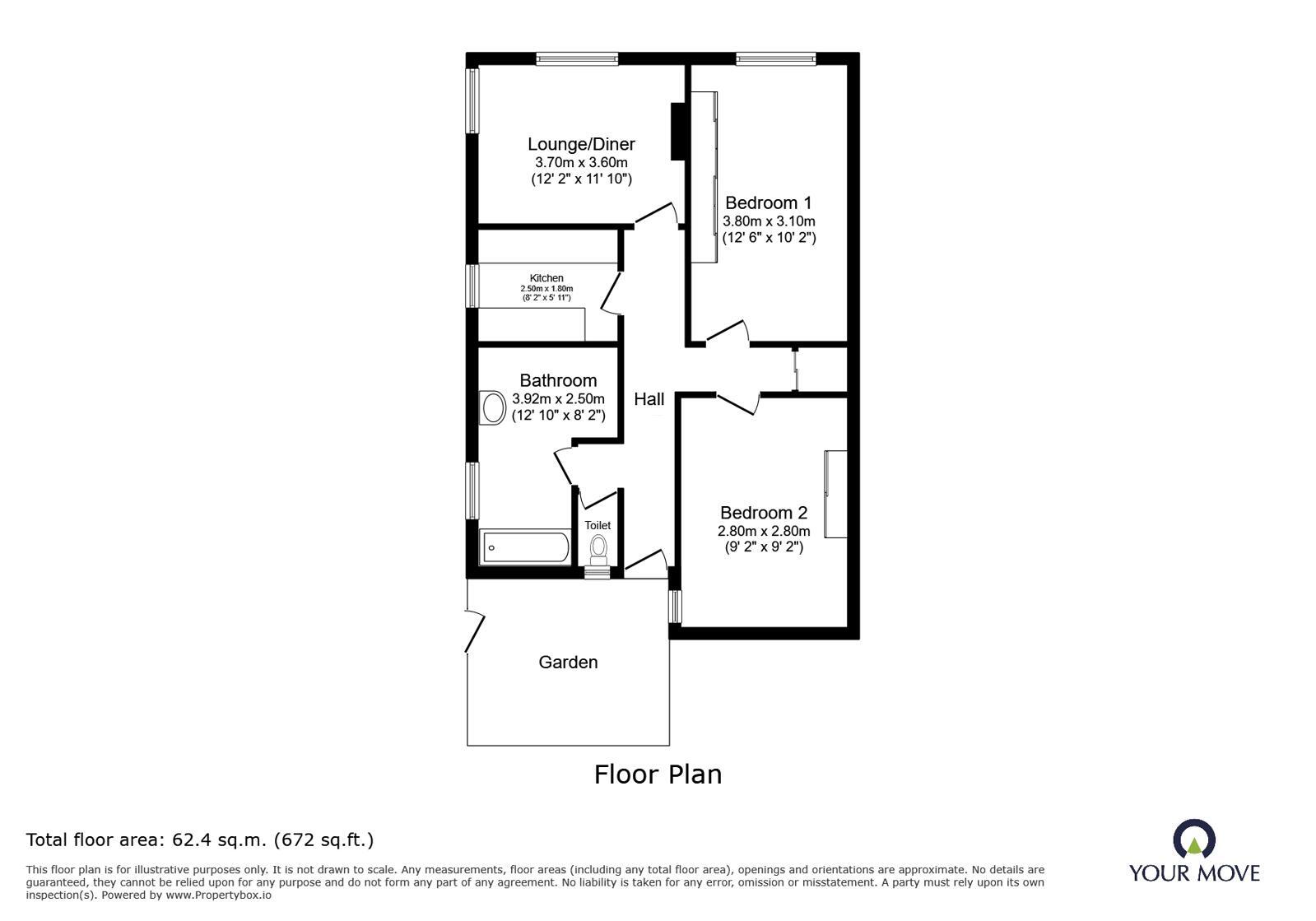 Floorplan of 2 bedroom Flat to rent, Cliff Road, Birchington, Kent, CT7