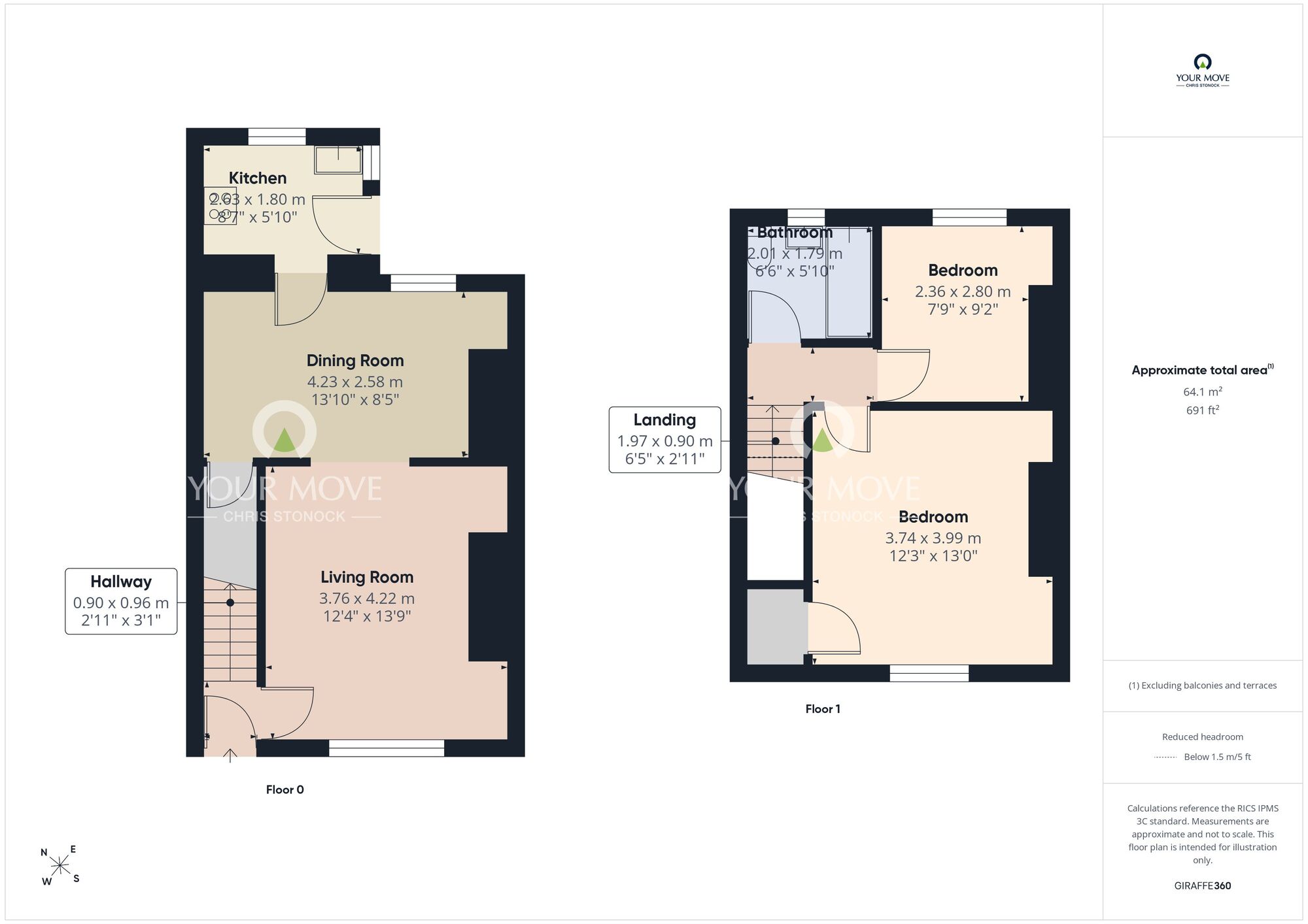 Floorplan of 2 bedroom Mid Terrace House to rent, Durham Road, Leadgate, County Durham, DH8