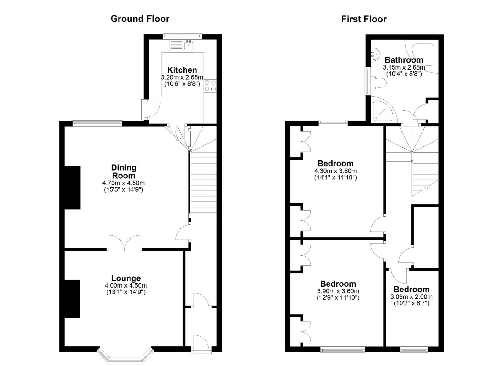 Floorplan of 3 bedroom Mid Terrace House for sale, Ford Road, Lanchester, Durham, DH7