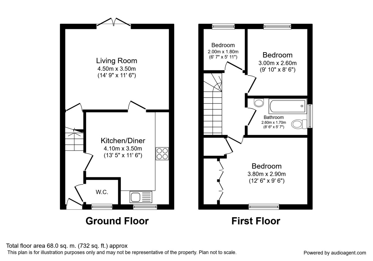 Floorplan of 3 bedroom End Terrace House to rent, Donnington Place, Consett, Durham, DH8