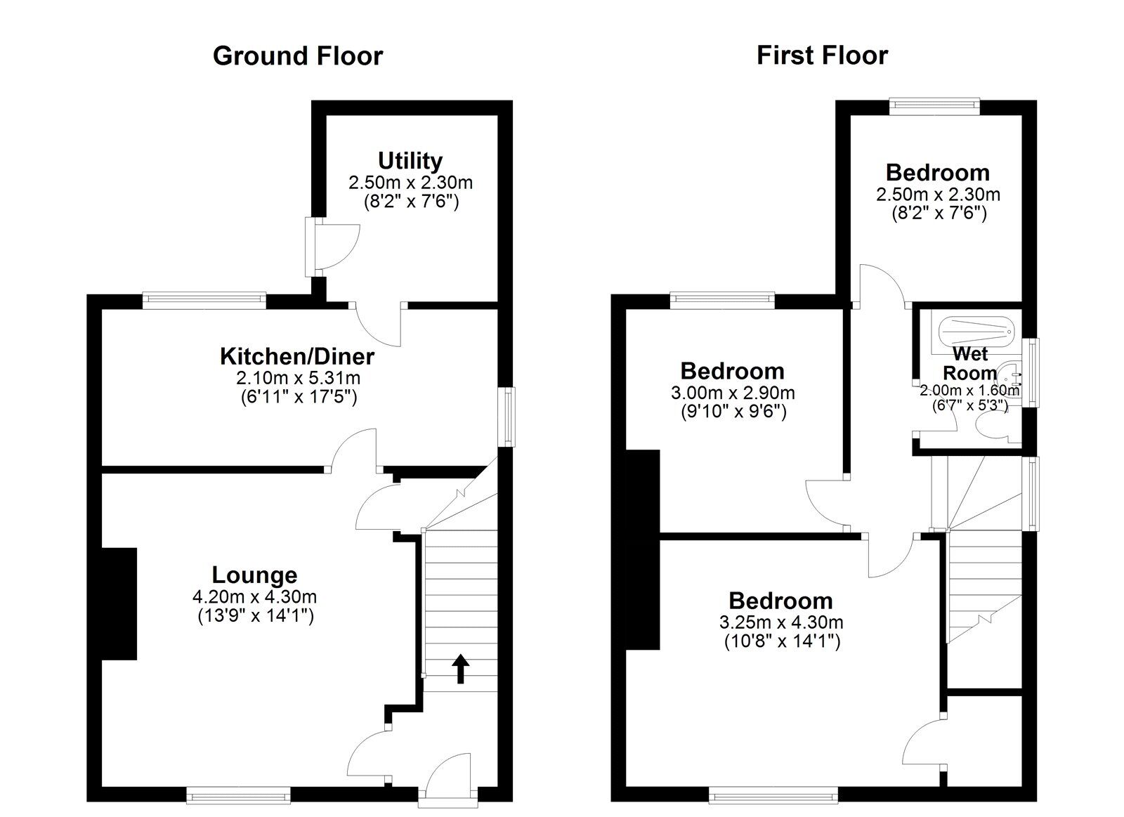 Floorplan of 3 bedroom Semi Detached House for sale, Moorland View, Castleside, Co. Durham, DH8