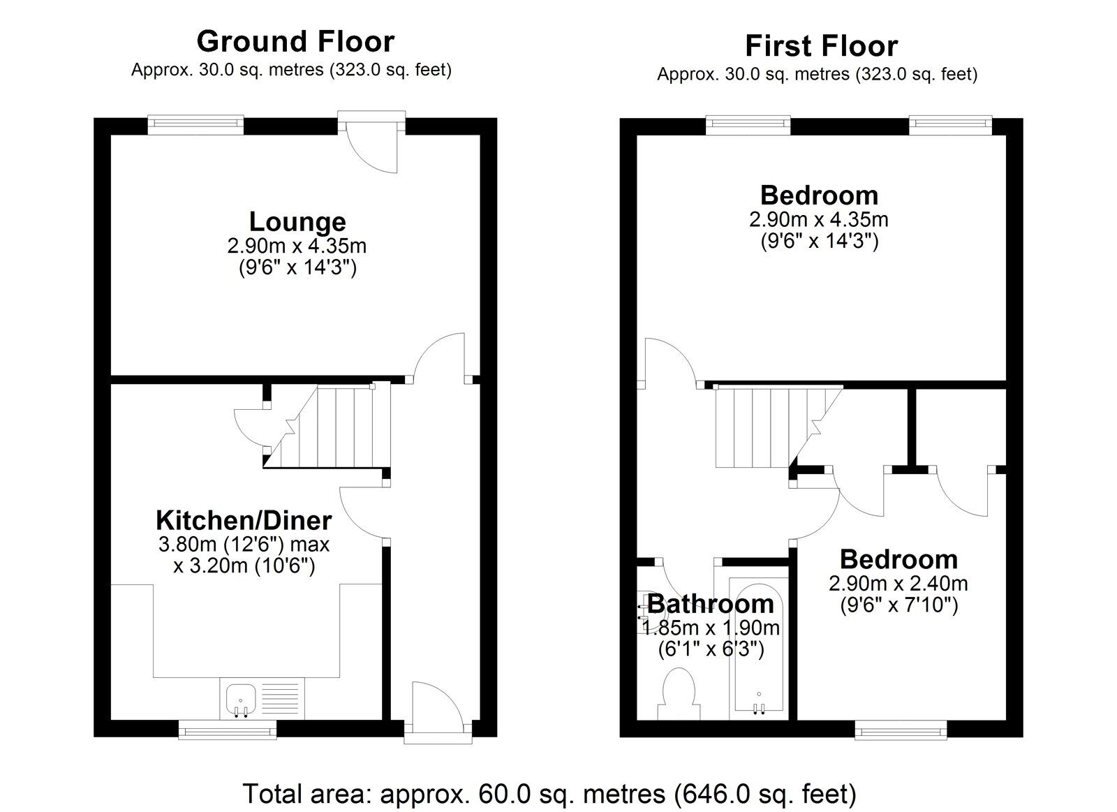 Floorplan of 2 bedroom End Terrace House to rent, Derwent Mews, Blackhill, Durham, DH8
