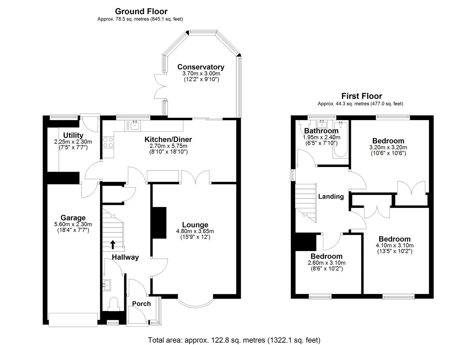 Floorplan of 3 bedroom Semi Detached House for sale, Wesley Terrace  Castleside, Consett, Durham, DH8