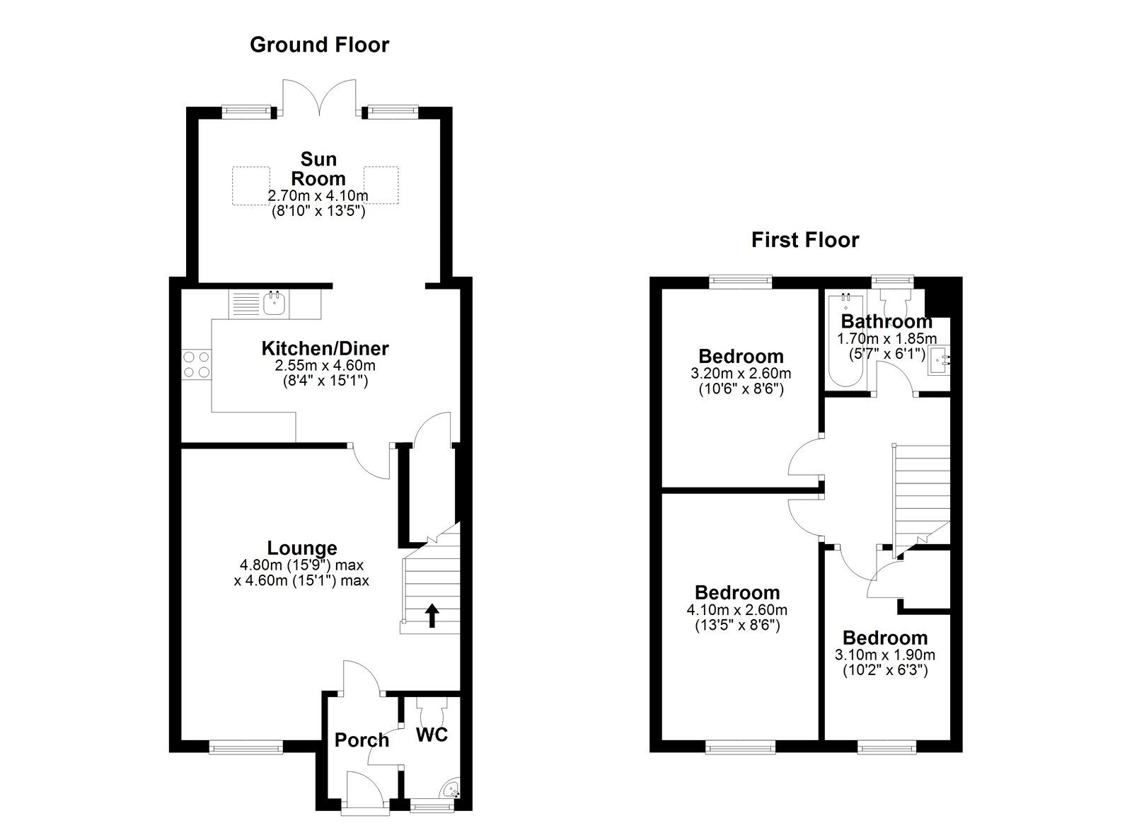 Floorplan of 3 bedroom Mid Terrace House for sale, Arkless Grove, The Grove, Durham, DH8