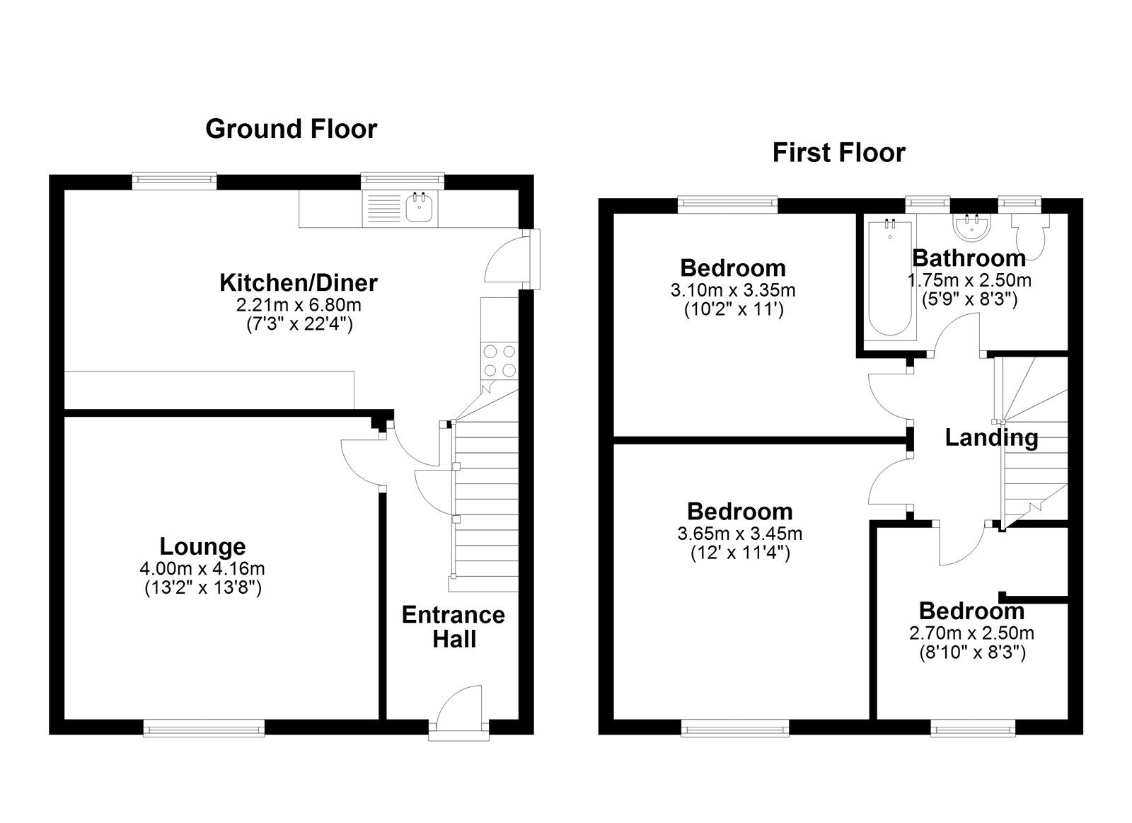 Floorplan of 3 bedroom End Terrace House for sale, Gloucester Road, Consett, Durham, DH8