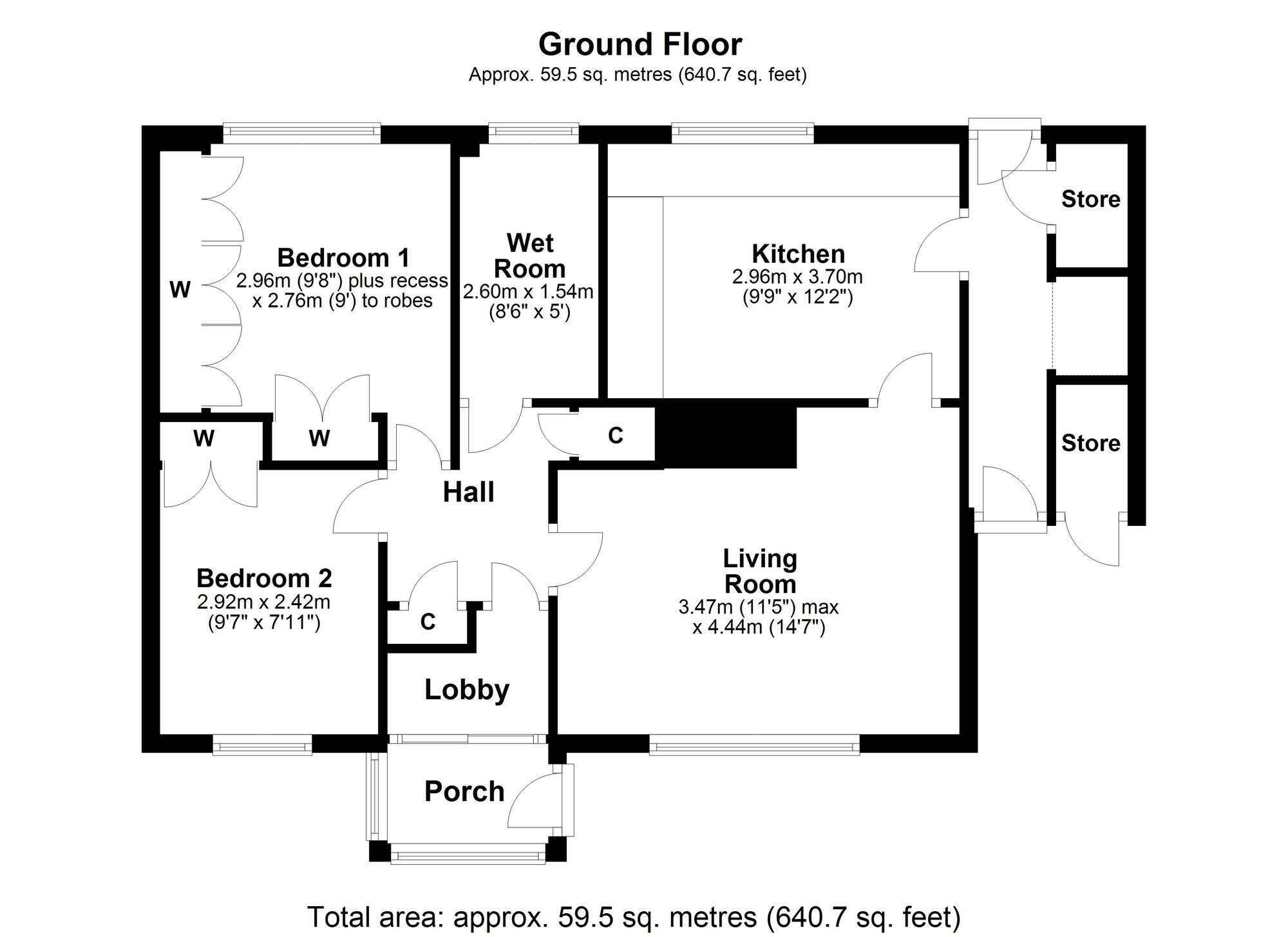 Floorplan of 2 bedroom Detached Bungalow for sale, Runnymede Gardens, Chopwell, Newcastle upon Tyne, NE17