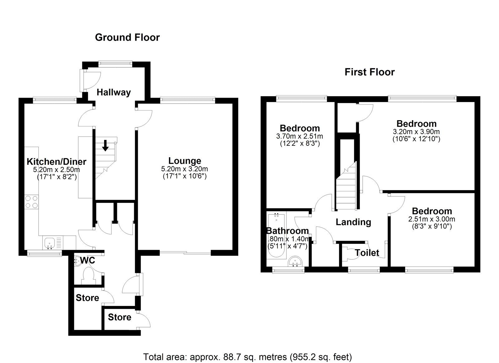 Floorplan of 3 bedroom Mid Terrace House for sale, Woody Close, Delves Lane, Consett, Durham, DH8