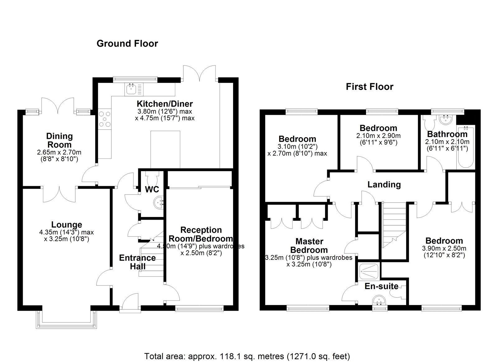 Floorplan of 5 bedroom Detached House to rent, Deepdale Drive, Delves Lane, Consett, DH8