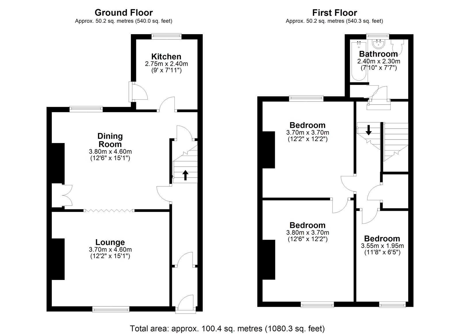 Floorplan of 2 bedroom Mid Terrace House for sale, South View, Annfield Plain, Durham, DH9