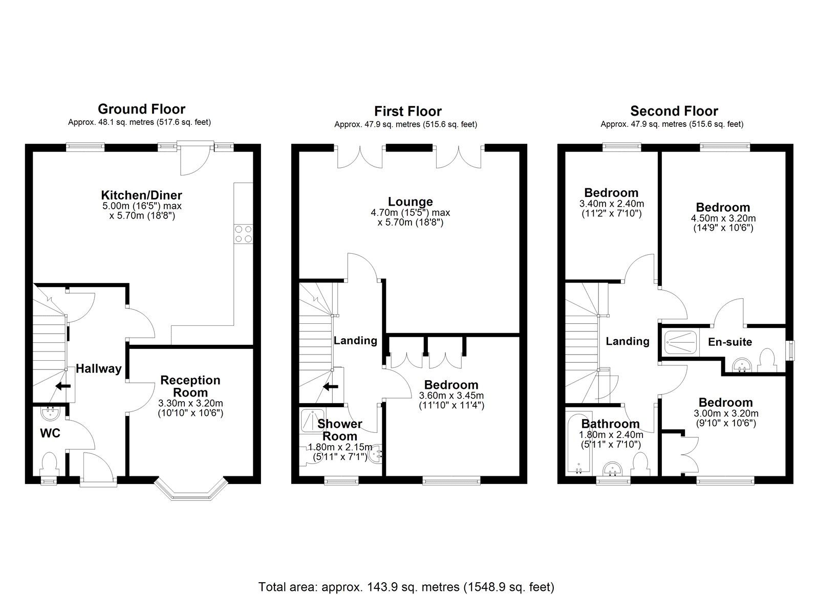 Floorplan of 4 bedroom End Terrace House for sale, Queens Gate, Consett, Durham, DH8