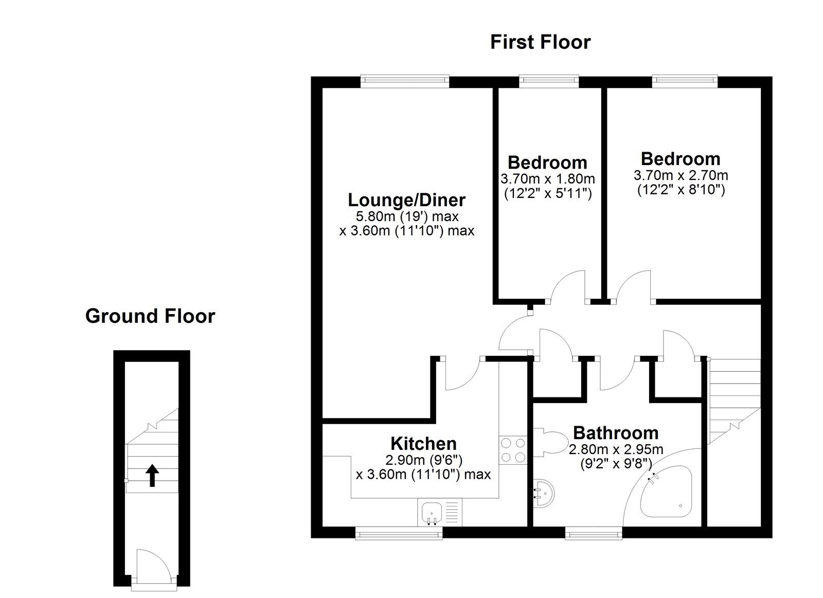 Floorplan of 2 bedroom  Flat for sale, Derwent Mews, Blackhill, Durham, DH8