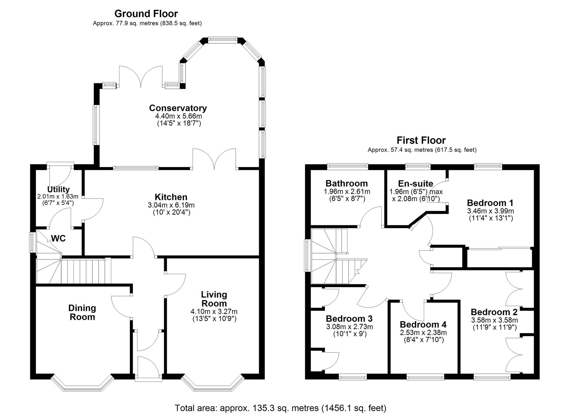 Floorplan of 4 bedroom Detached House for sale, Newbell Court, Consett, Durham, DH8