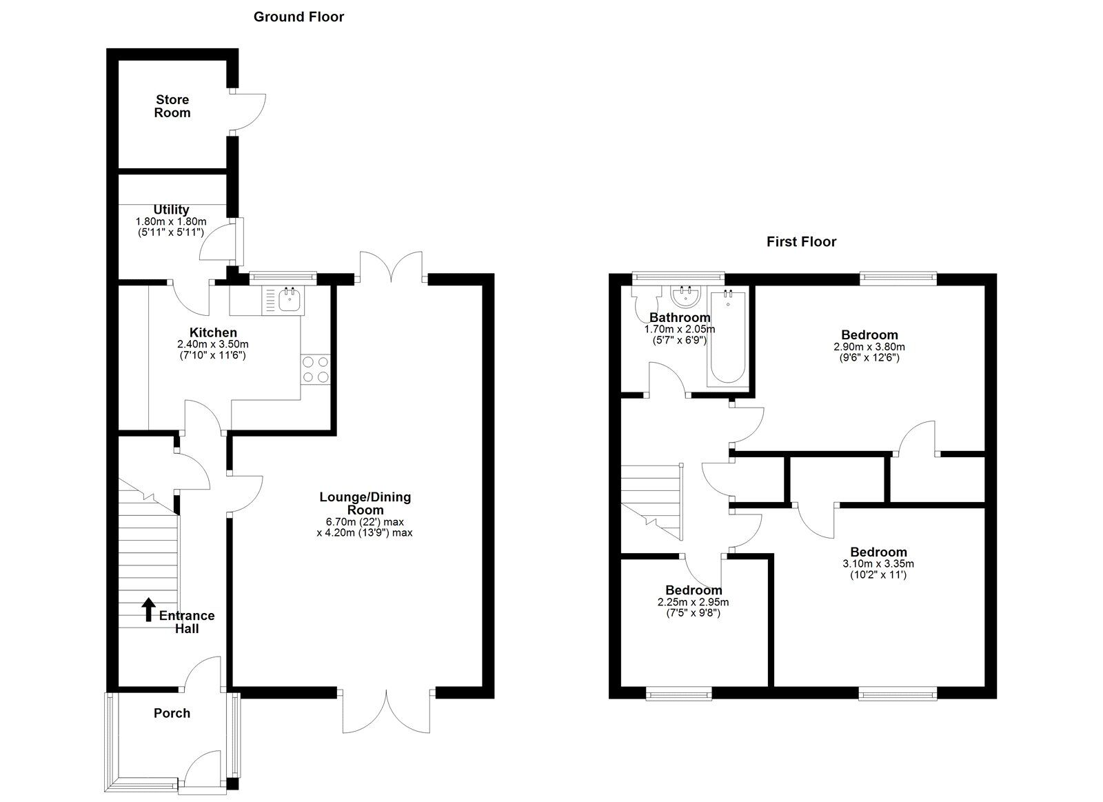 Floorplan of 3 bedroom Mid Terrace House for sale, North Magdalene, Medomsley, Consett, Durham, DH8