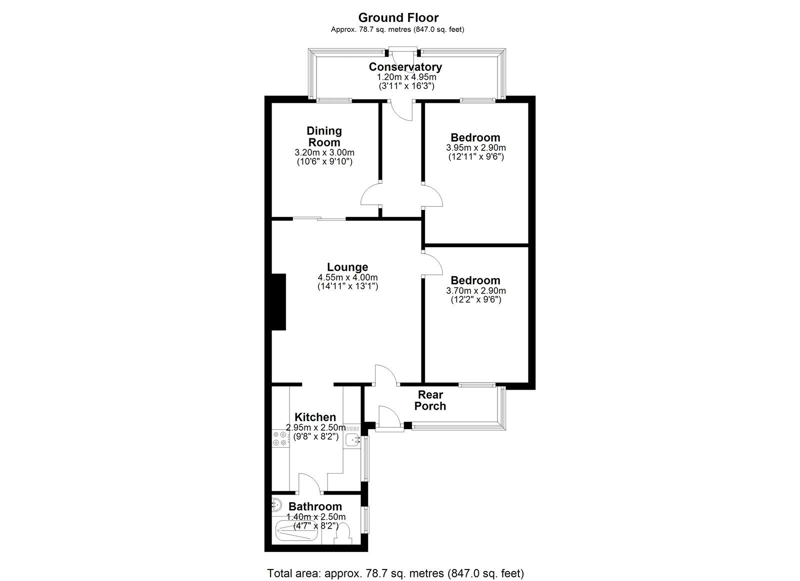 Floorplan of 2 bedroom Mid Terrace House for sale, Second Street, Leadgate, Bradley Bungalows, Durham, DH8